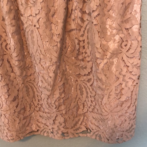 Loft Lace Overlay Blush Pink Tan Mini Skirt Size 8 - Picture 2 of 9